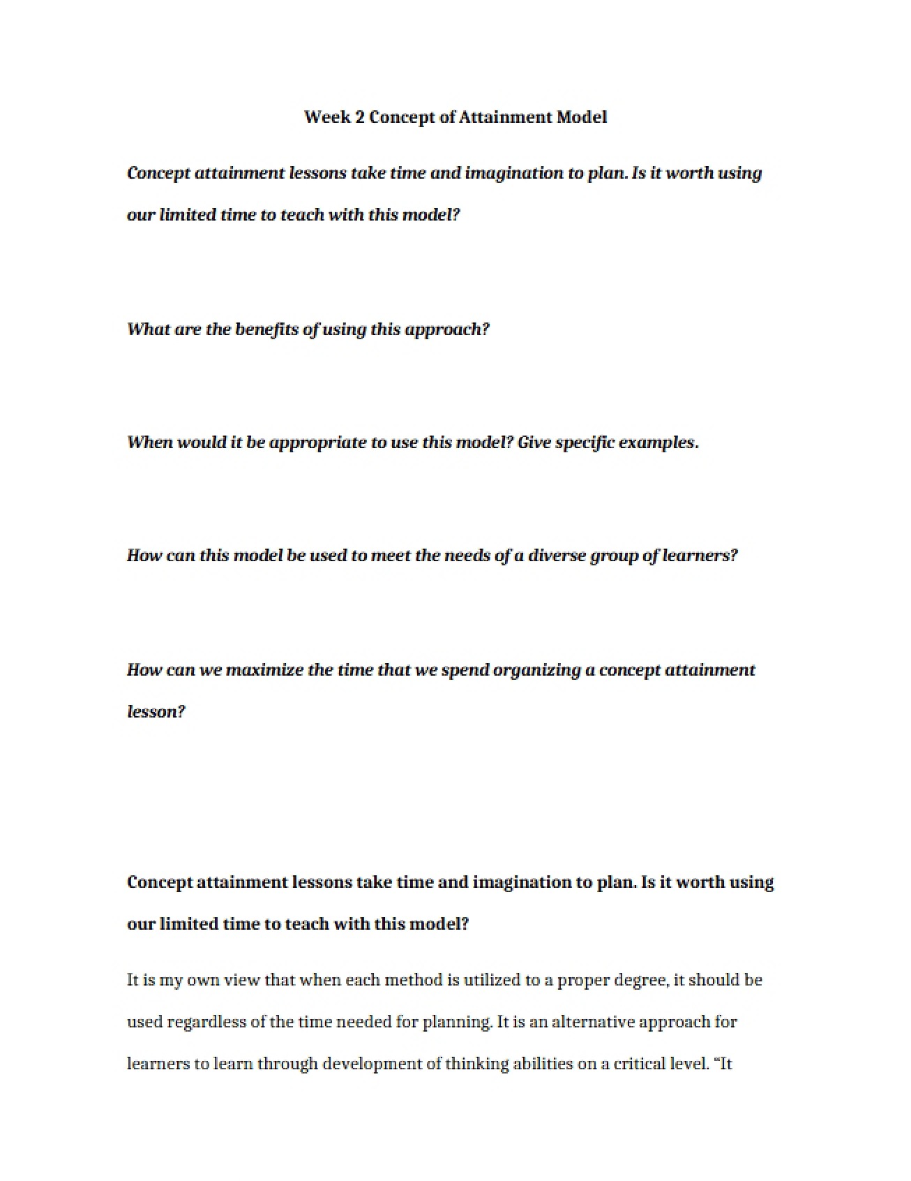 Model of Concept Attainment