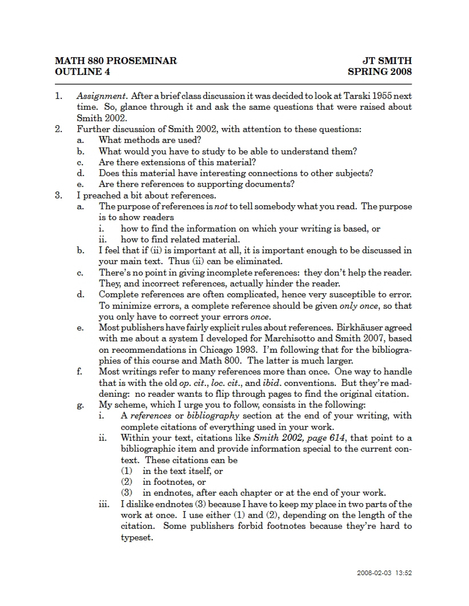 Proseminar Outline 04
