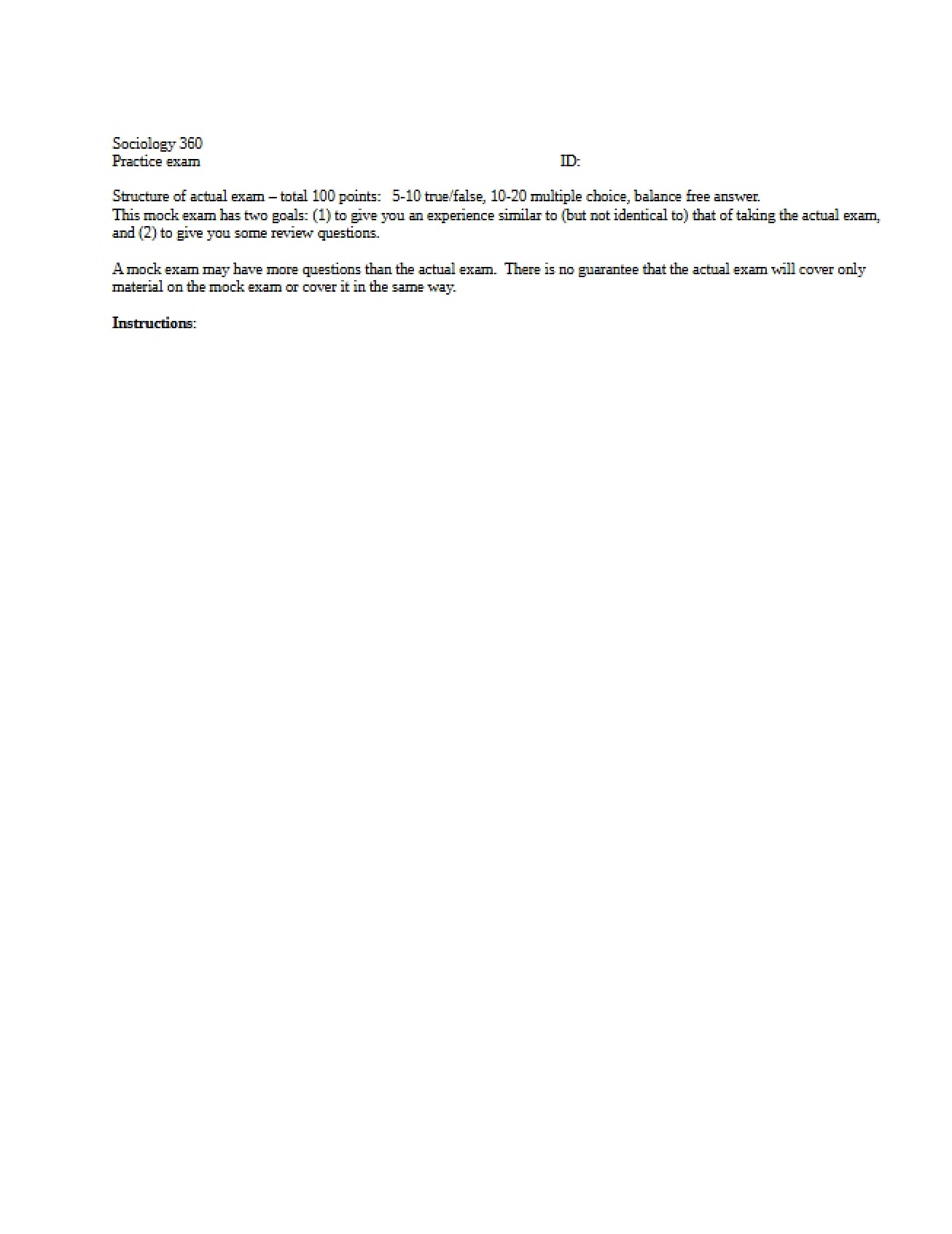 Exam for Practice