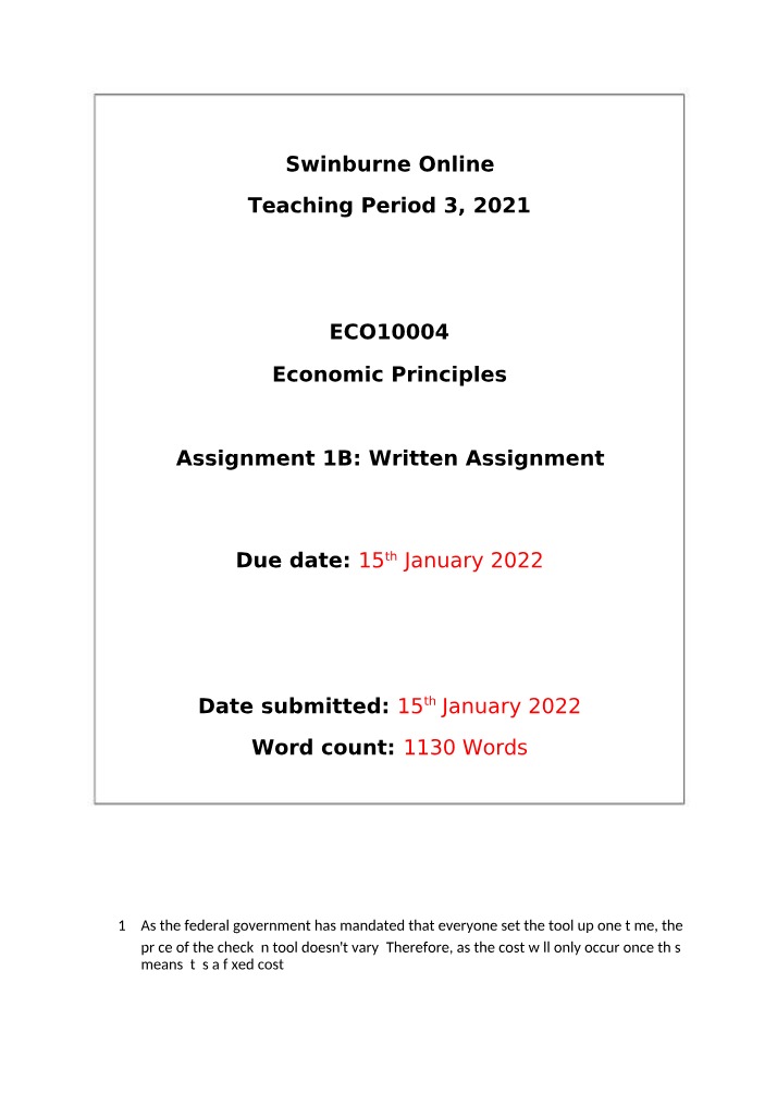 Assignment 1B Written Task