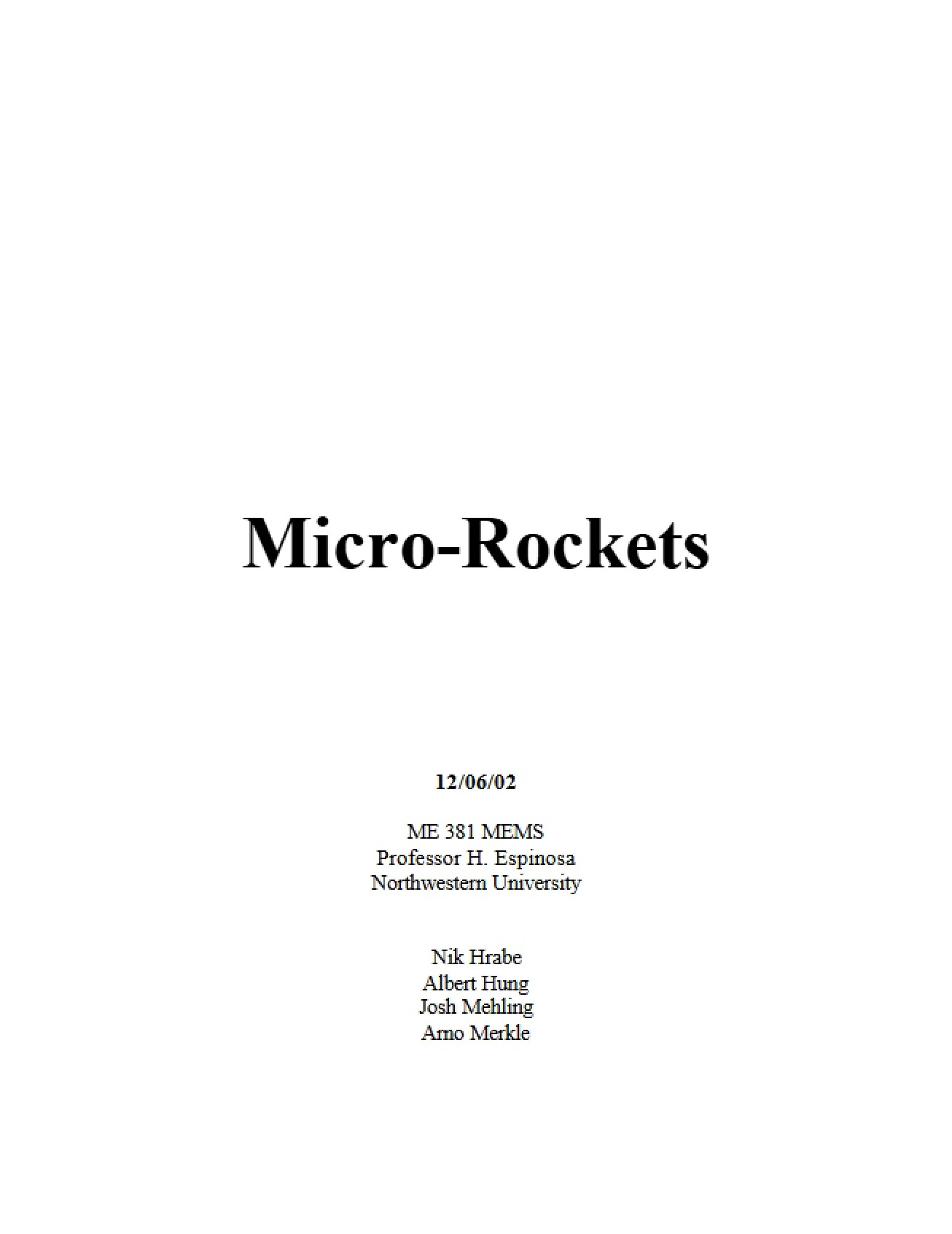Rockets at Micro Scale