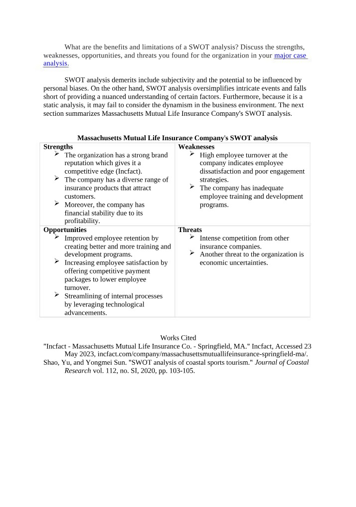 Massachusetts Mutual Life Insurance Company SWOT Analysis