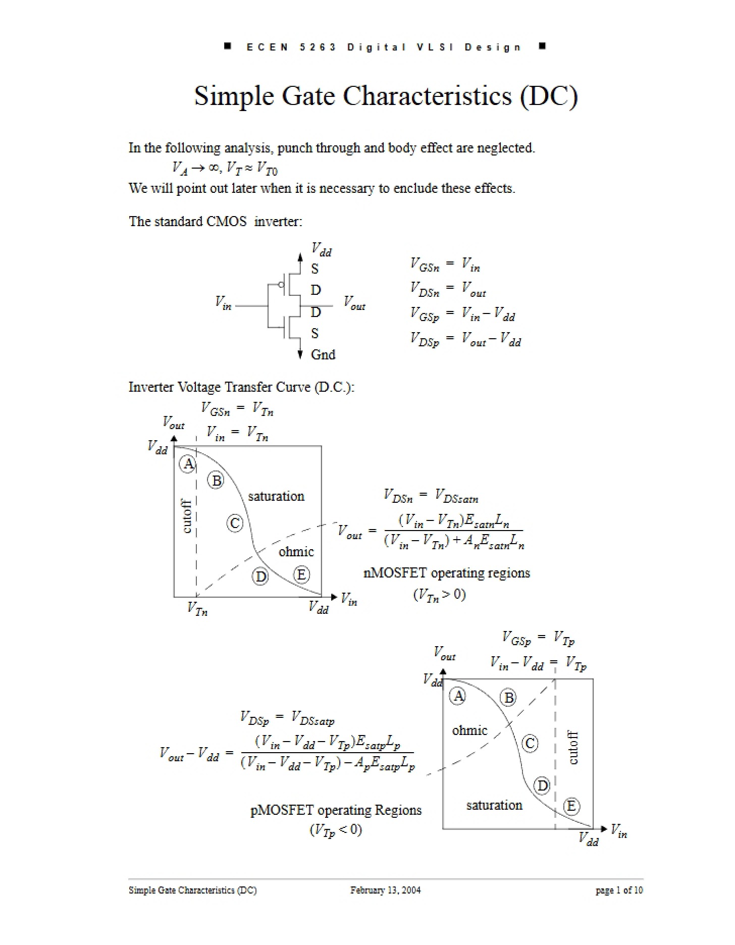 Characteristics of Simple Gates