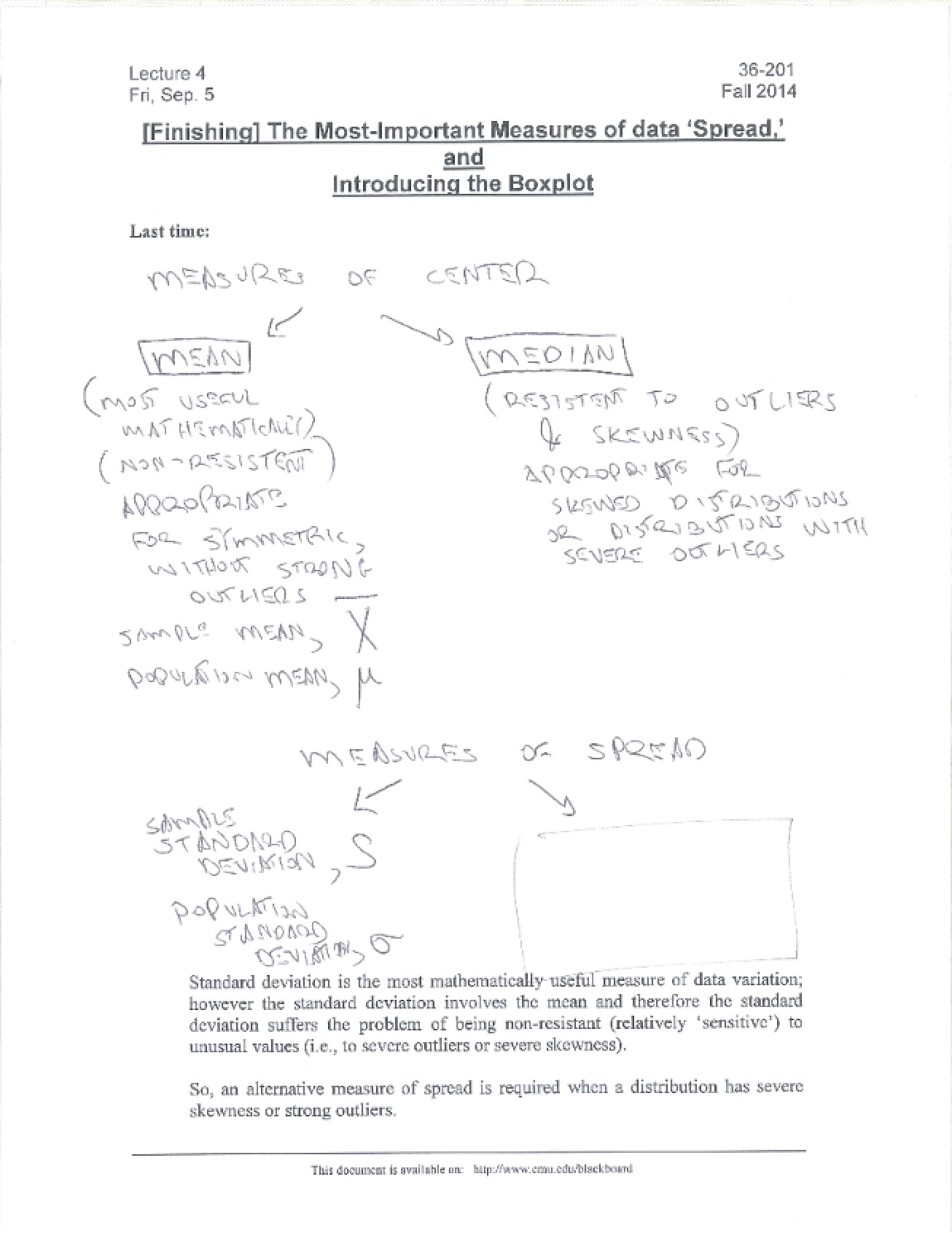 Fall 2014 Stat 201 Fourth Written Lecture