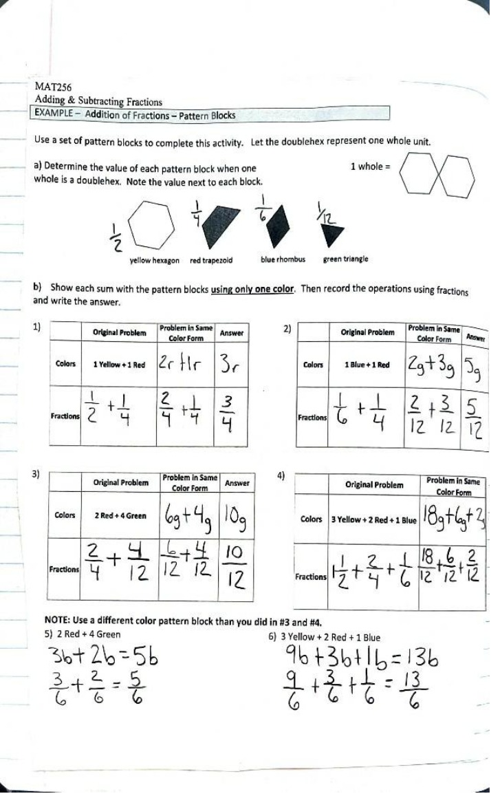 Adding and Subtracting Fractions (MAT 256)