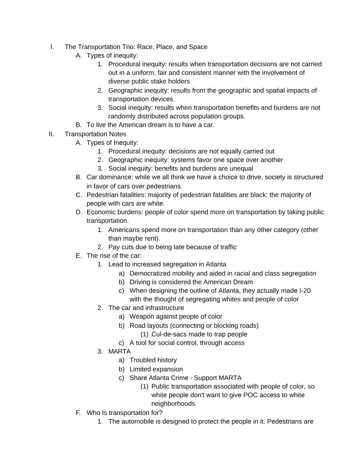 SOCI 1160 - Transportation