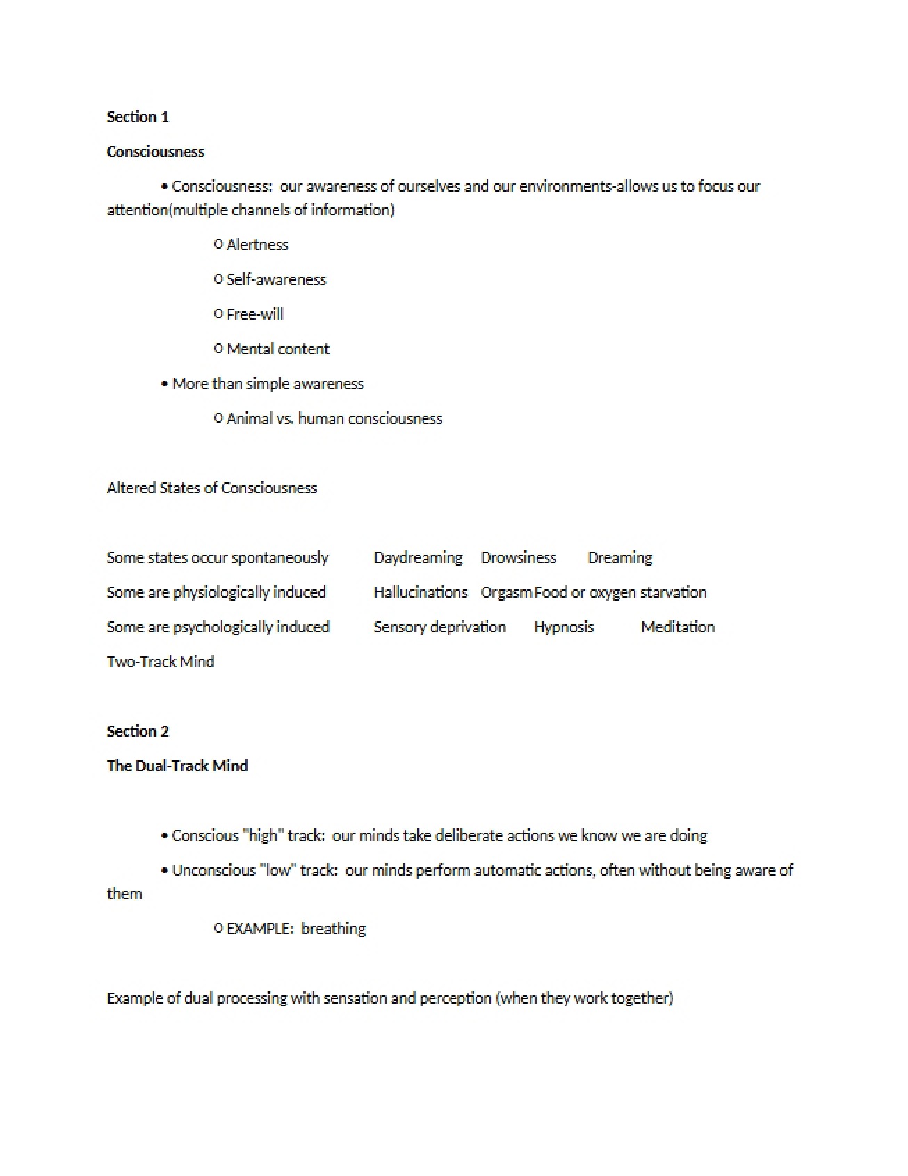 Consciousness Concepts