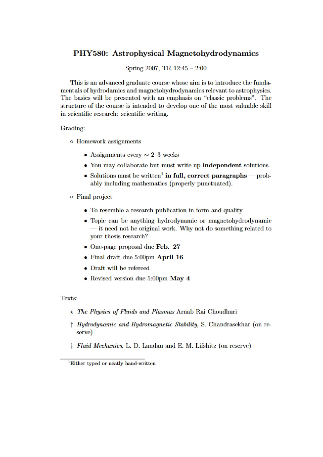 Syllabus PHYS580-2007