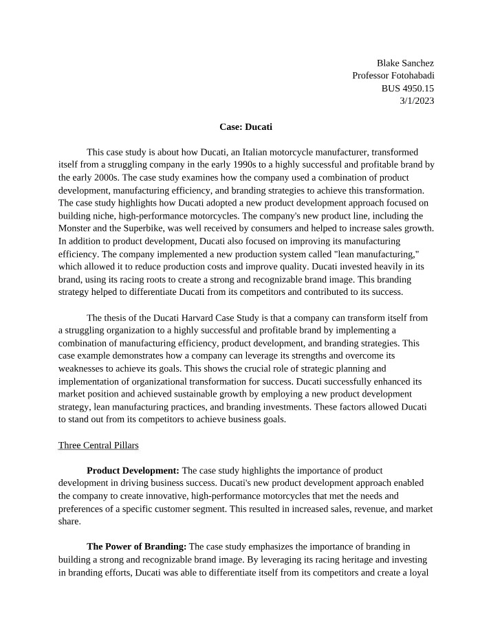 Ducati - A Business Strategy Case Study