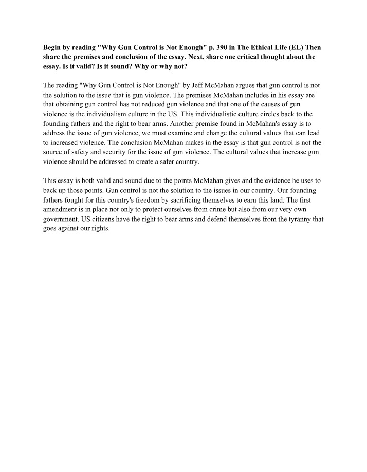 Gun Control and Cultural Values in Addressing Gun Violence