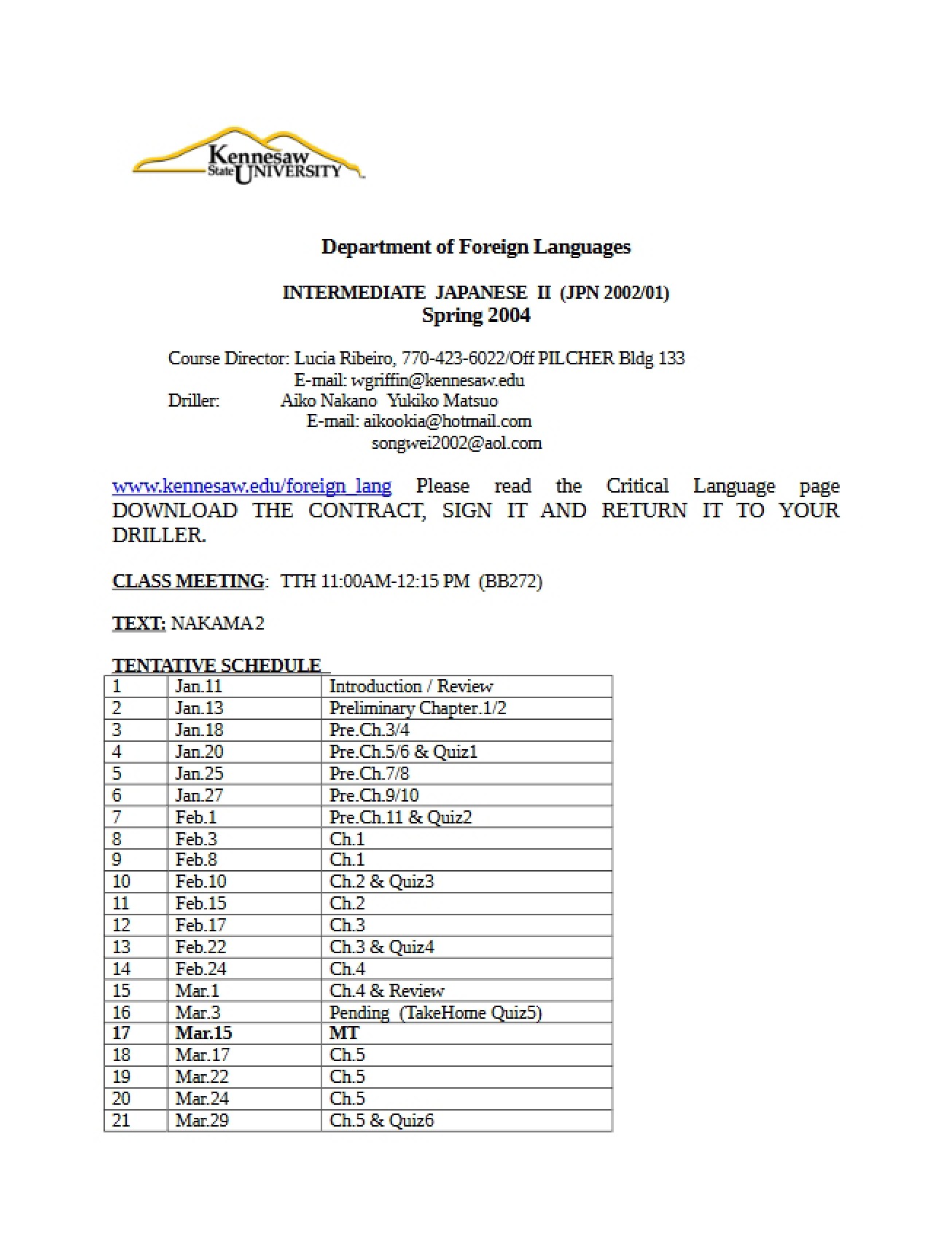 Intermediate Japanese II Course Document