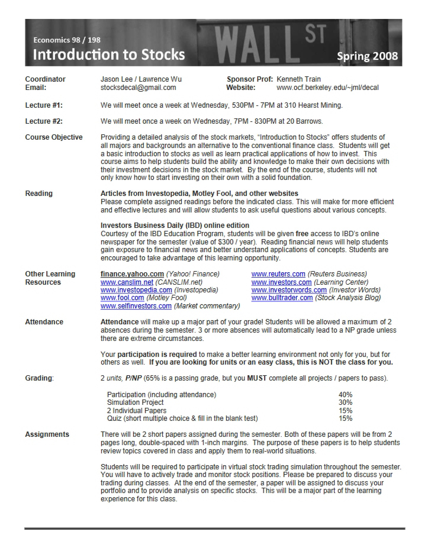 Syllabus Sheet