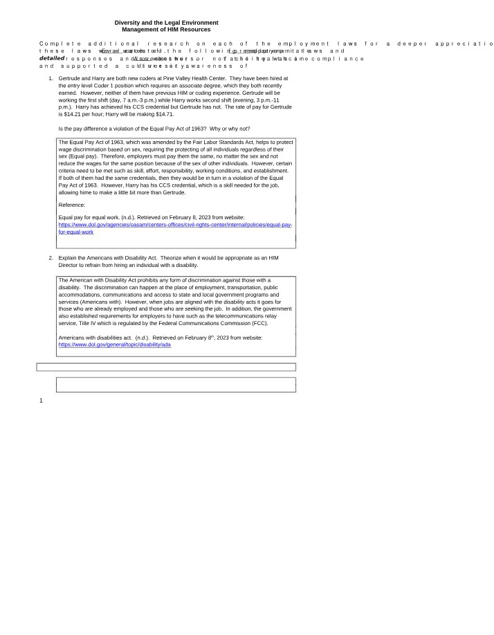 Employment Laws and Diversity