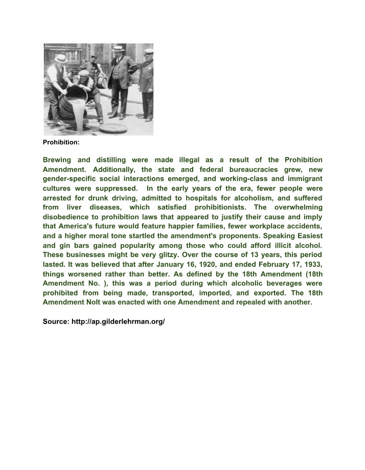 Prohibition's Impact on American Society