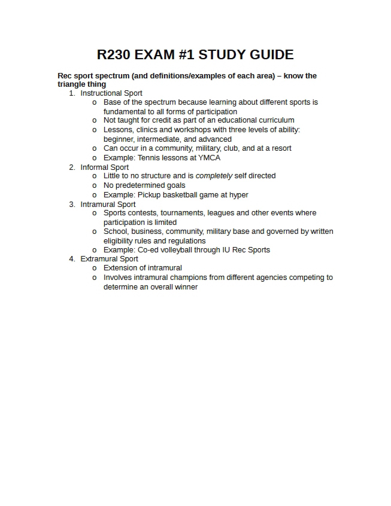 First Examination Content Overview