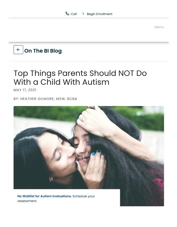 Parenting a Child with Autism - Things to Avoid