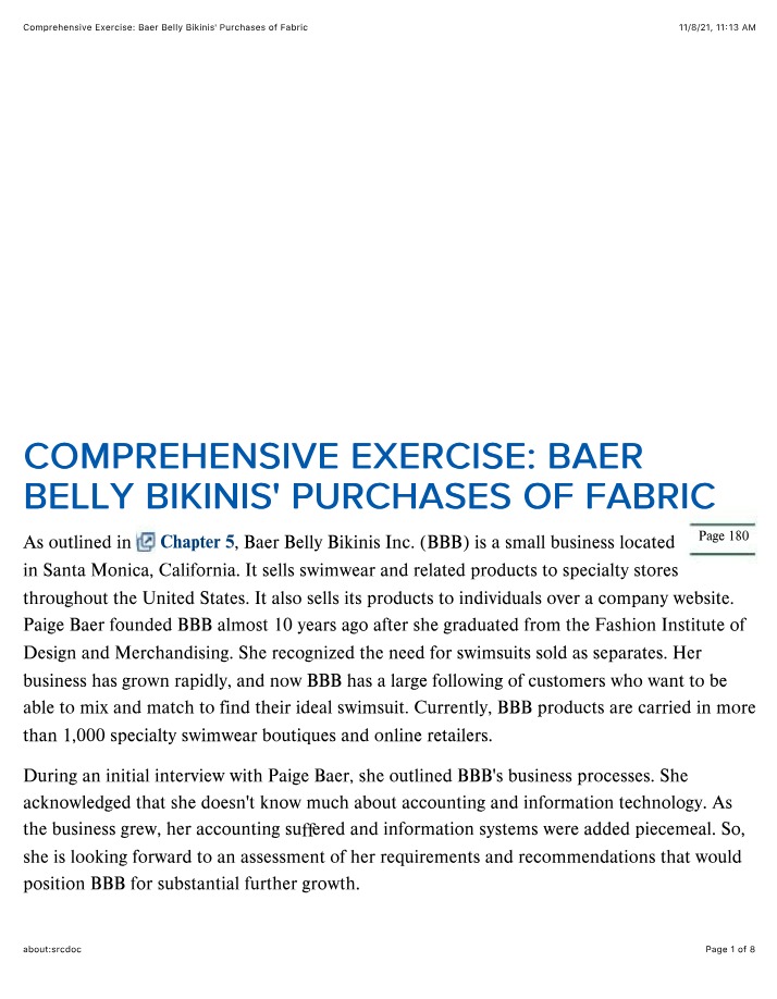 Comprehensive Exercise - Baer Belly Bikinis Fabric Purchases