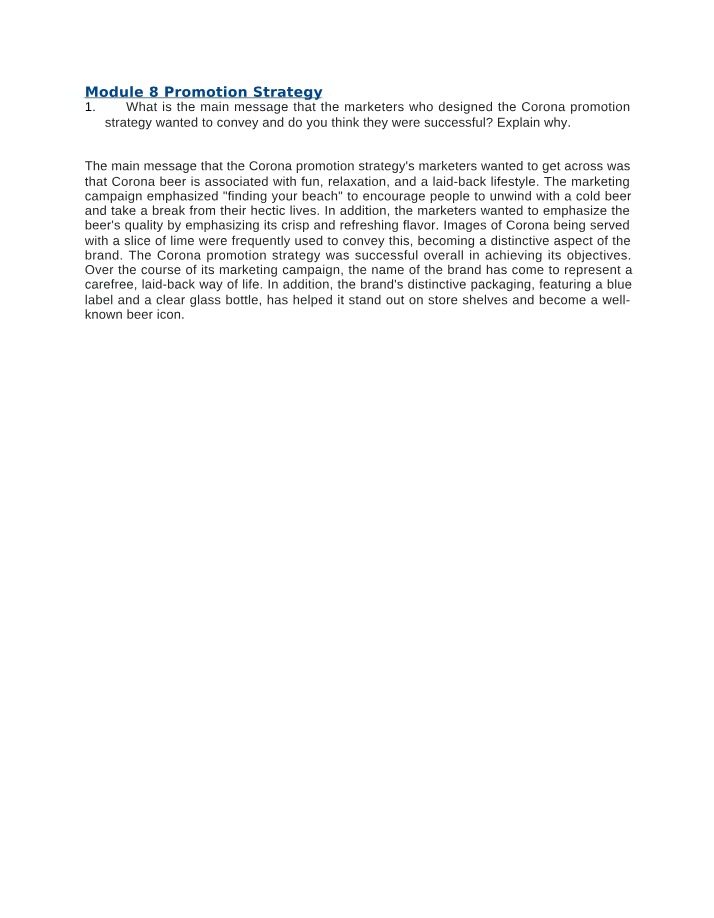 MKTG Marketing Course Document Part A