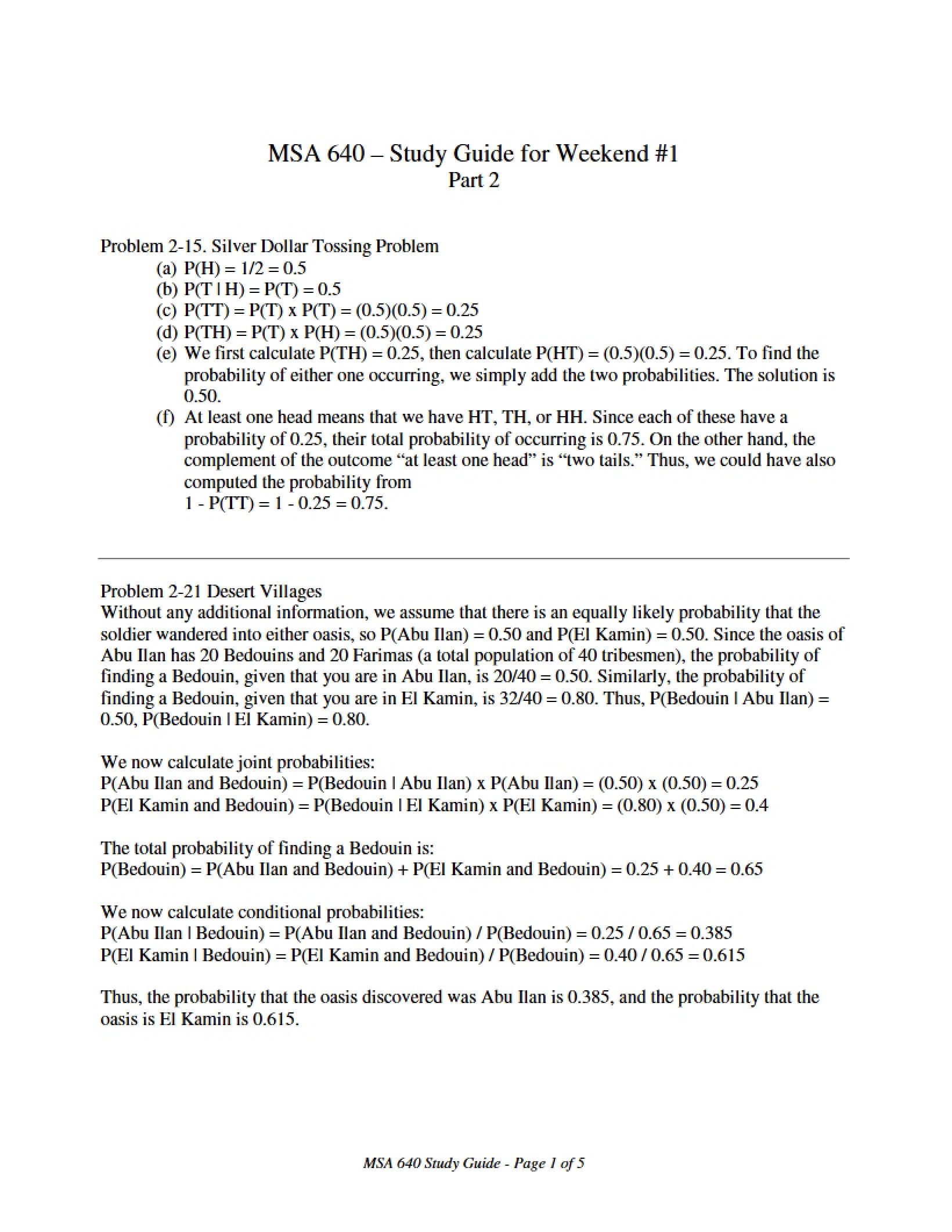 MSA 640 Study Guide