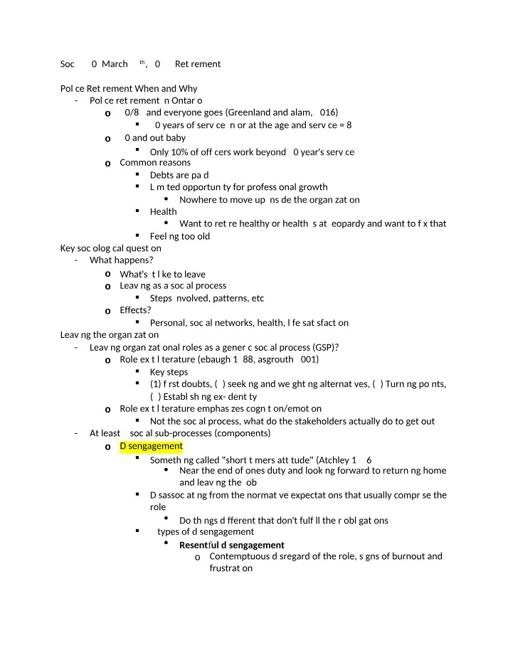 SOC3750 - Police Retirement Notes