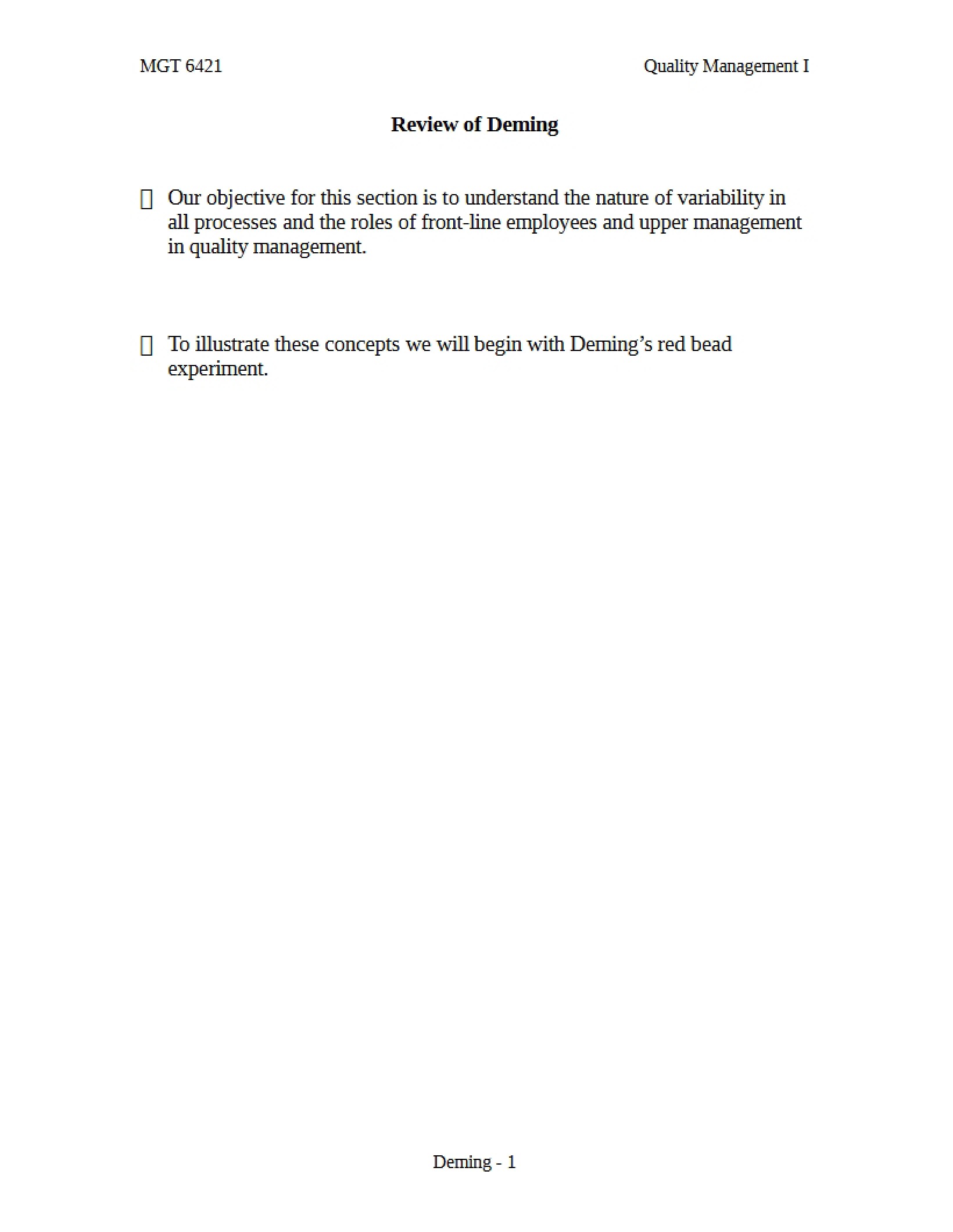 Deming Review