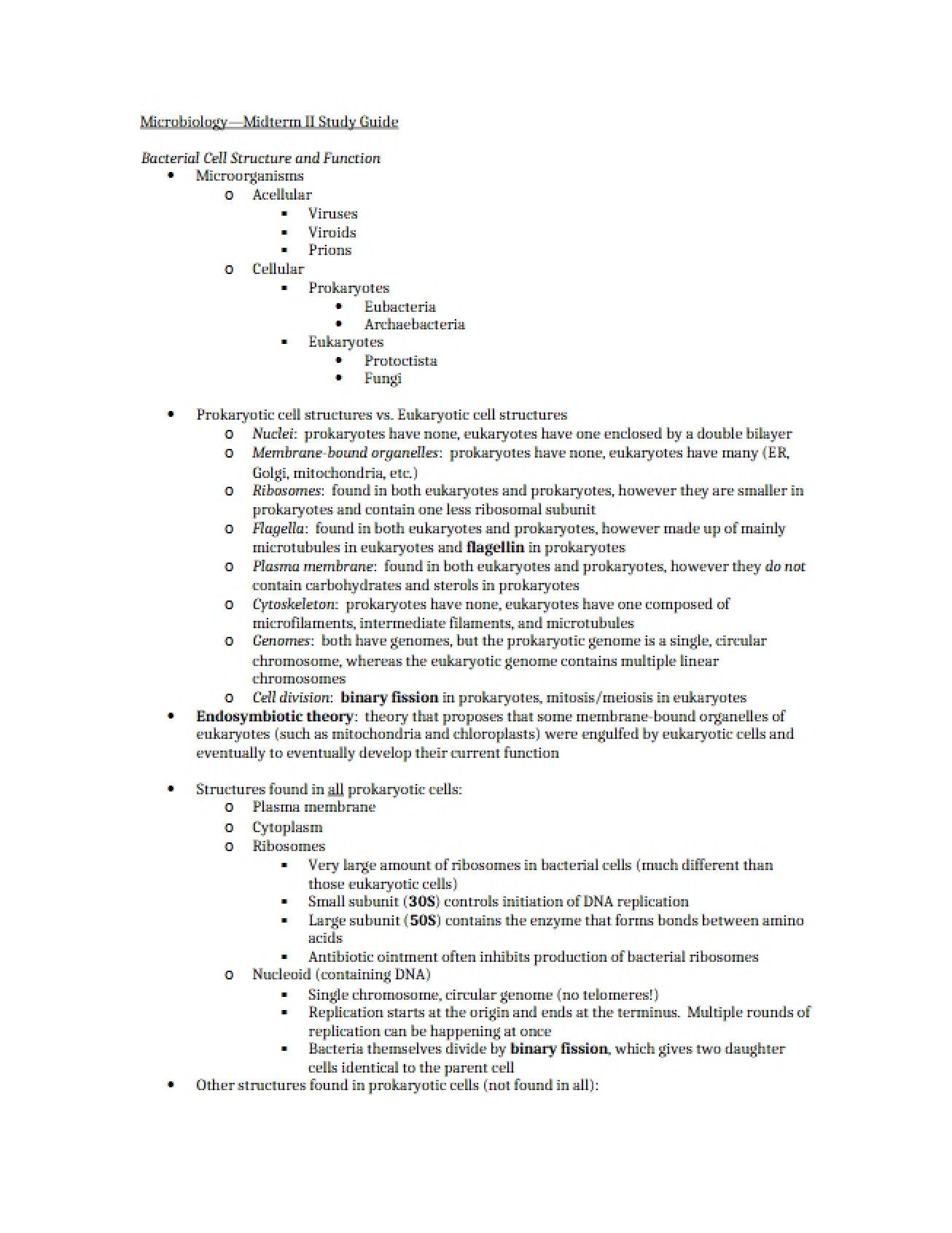 Midterm 2 Study Guide Microbiology