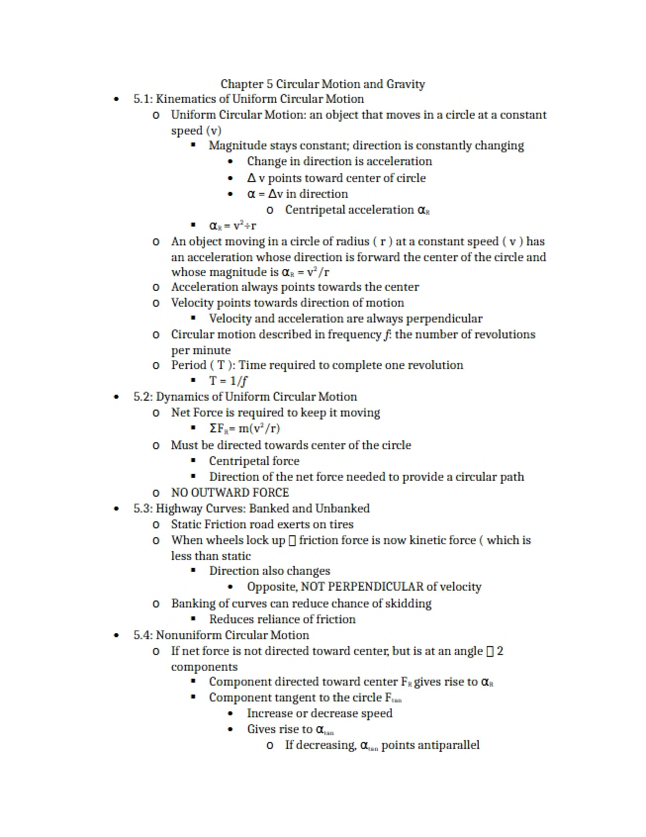 Gravity and Circular Motion (Ch 5)