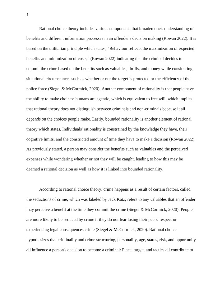 Rational Choice Theory in Crime - Costs, Benefits, and Application