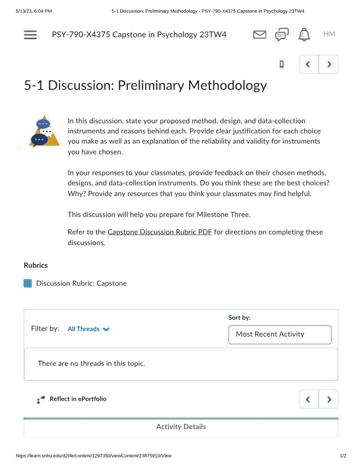 Discussion on Preliminary Methodology