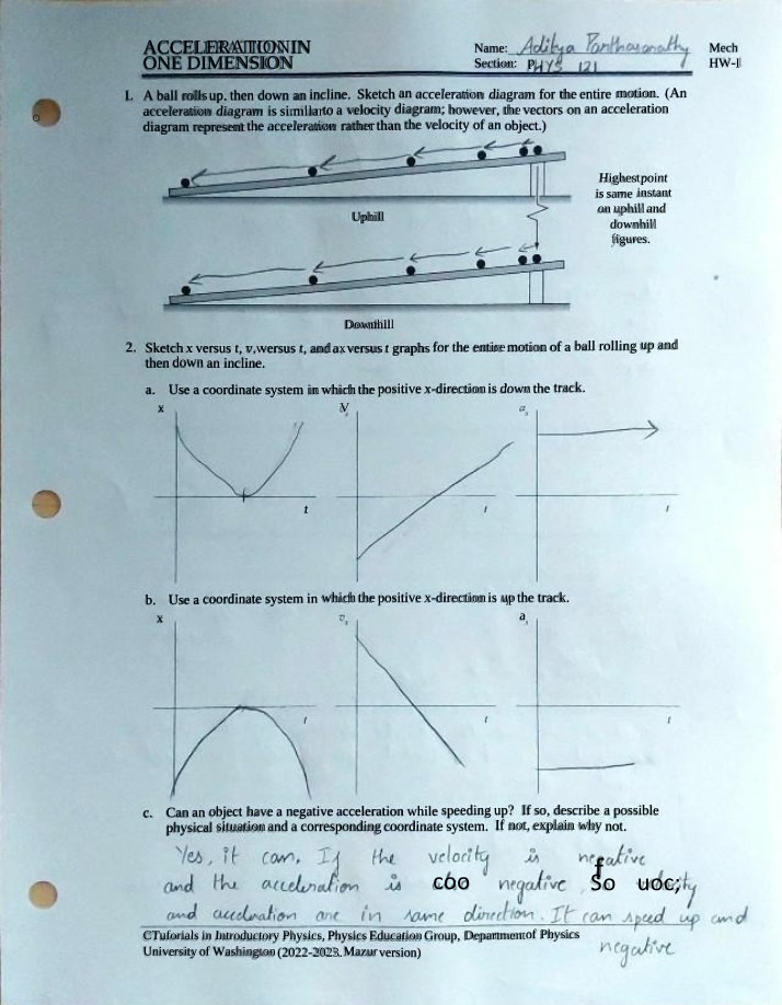 Sketches, Graphs, and Motion - Acceleration in One Dimension