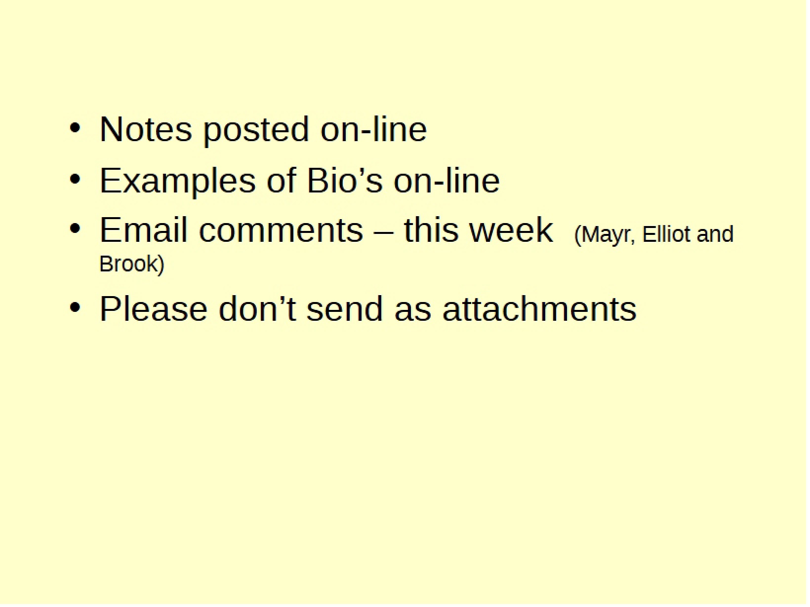 Notes from Ecology Lectures