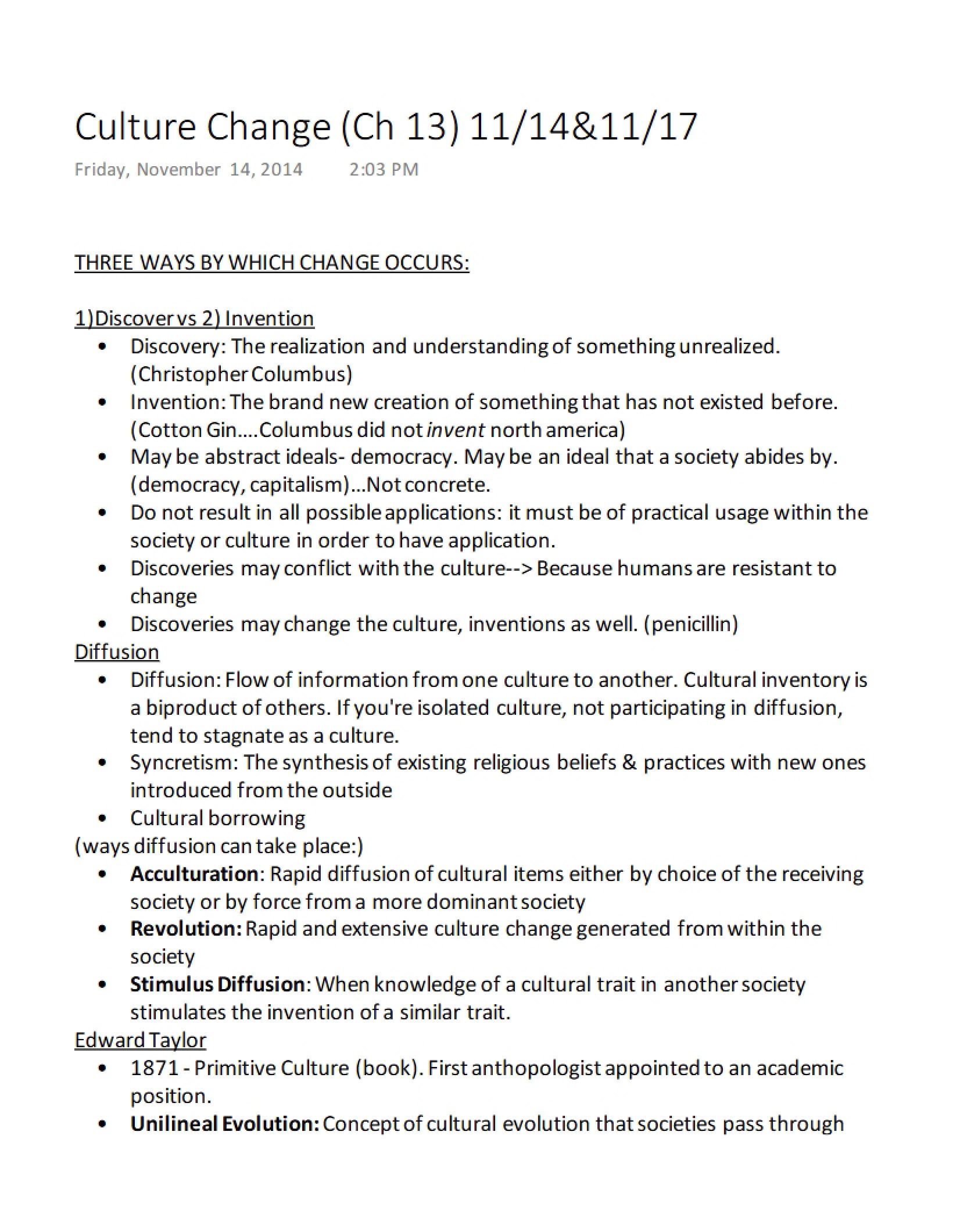 Dynamics of Cultural Change