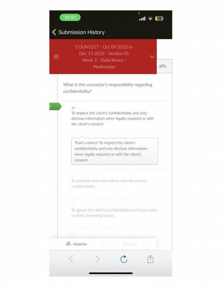 Counselor Confidentiality Submission History