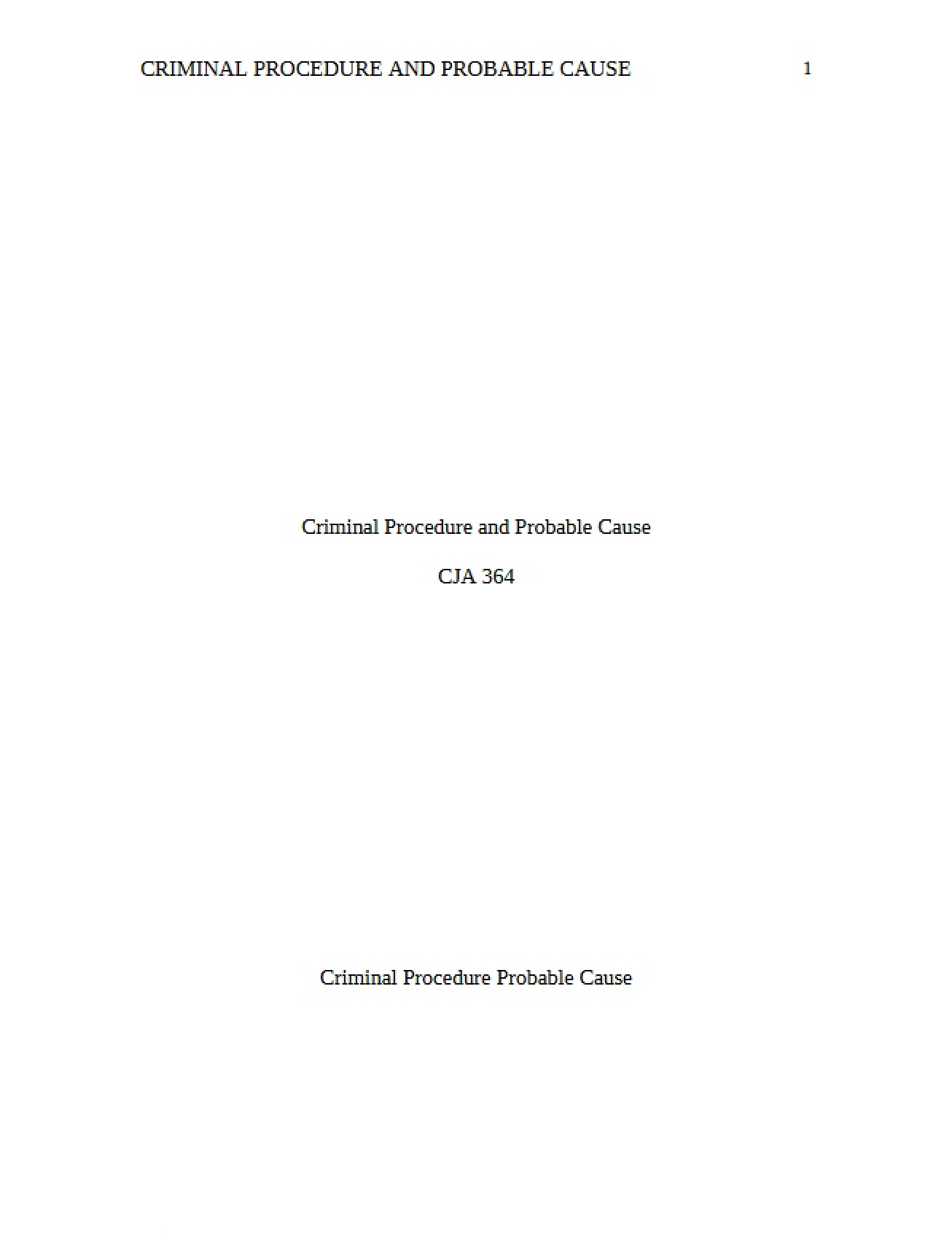 Overview of Criminal Procedure and Probable Cause