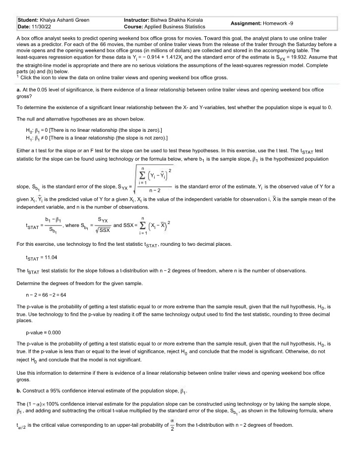 Regression T-Stat - Homework 9