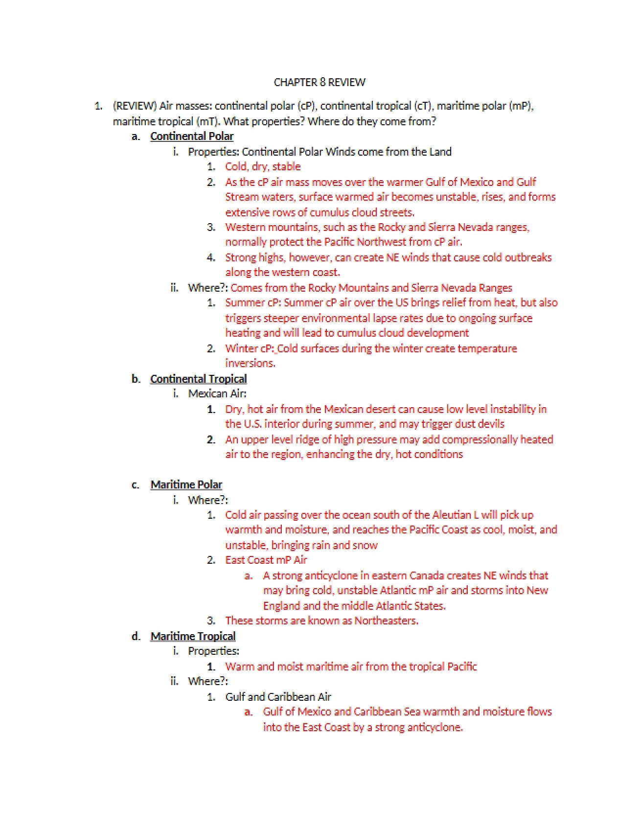 Review of Chapter Eight