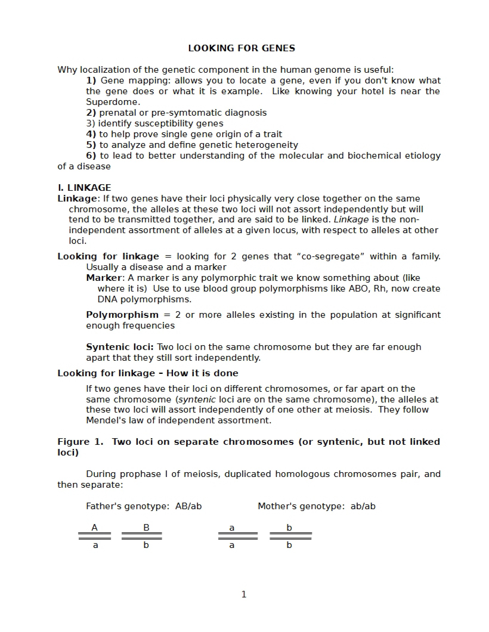 Medical Student Handout Linkage and Association (2013)