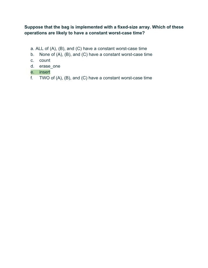 Study Guide - Bag Operations with Constant Worst-Case Time