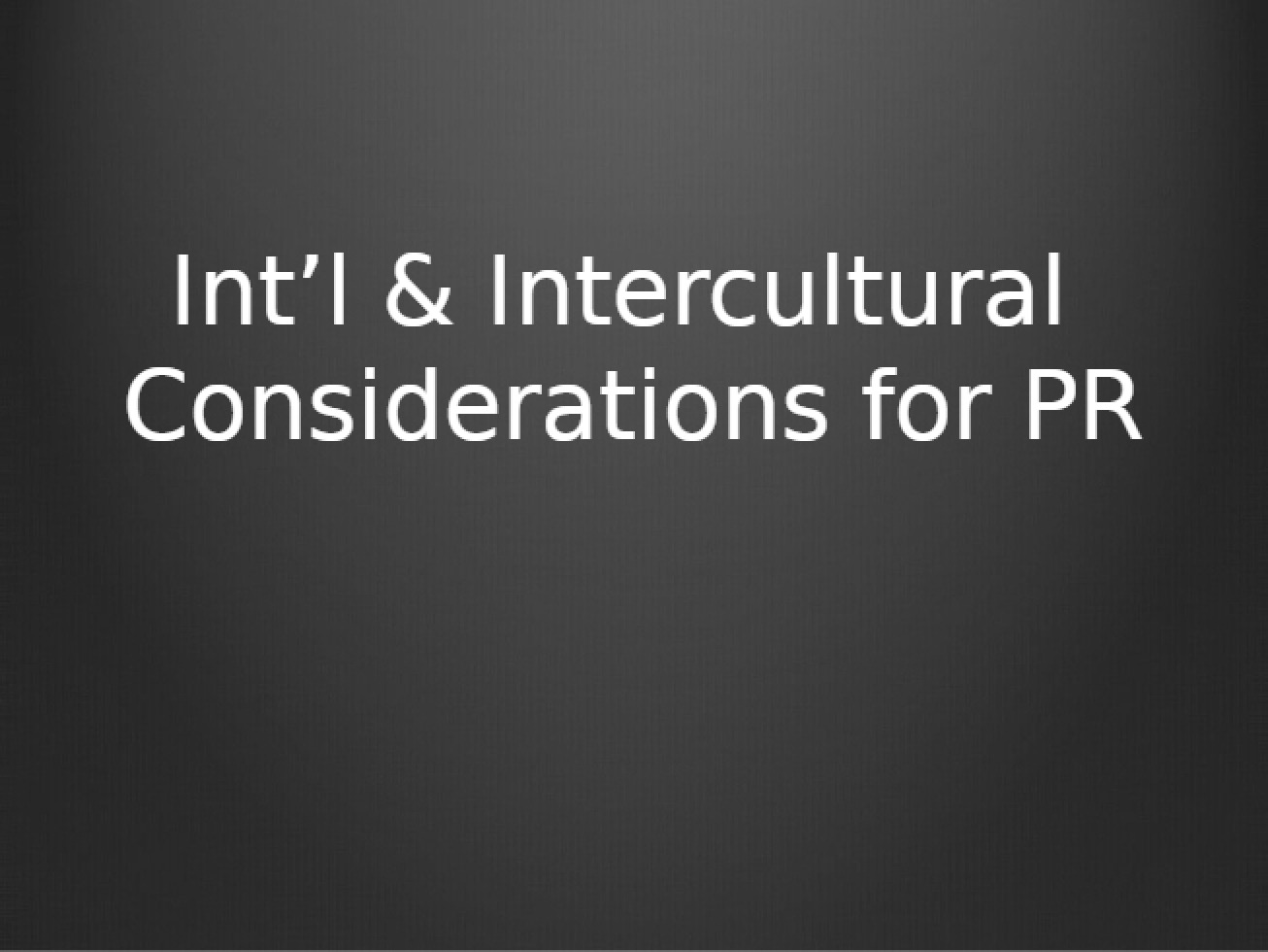 Public Relations Internationally