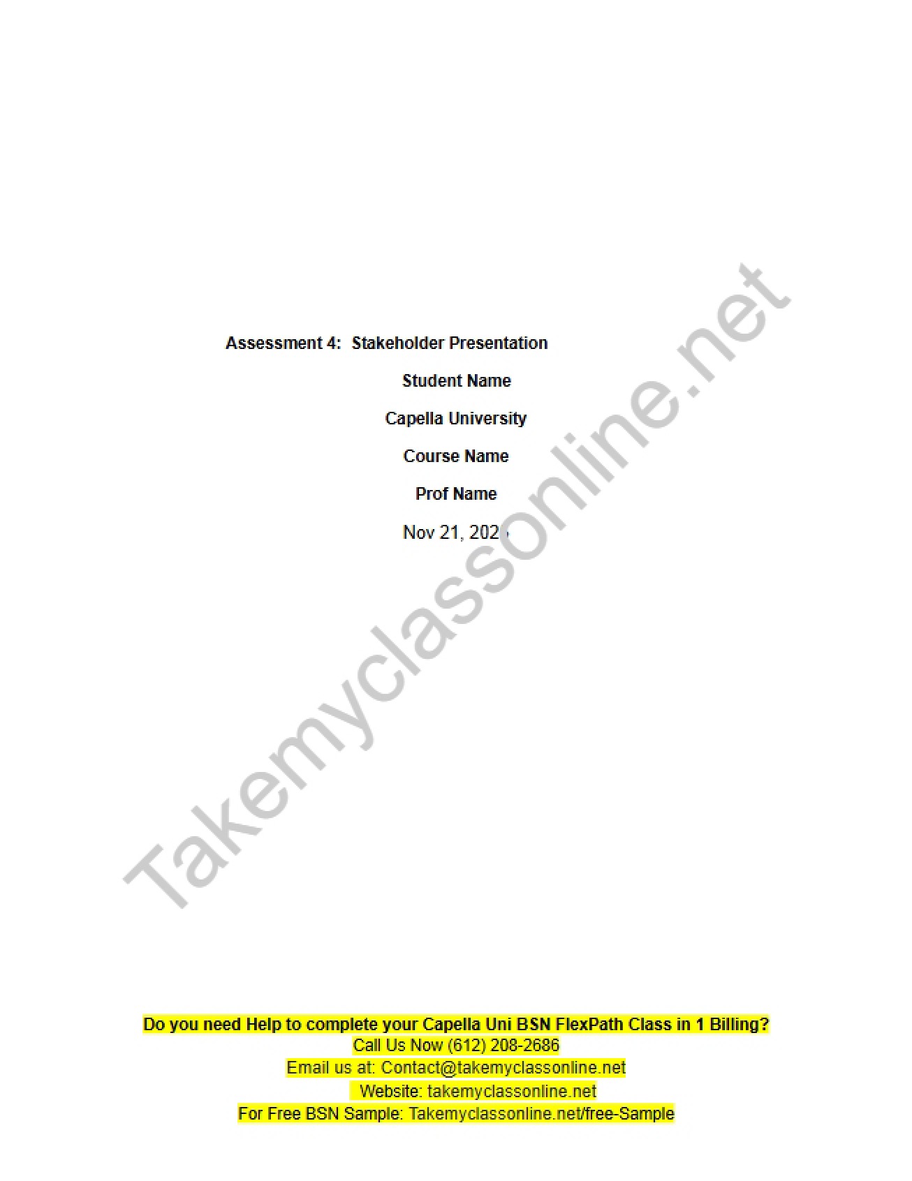 Presentation to Stakeholders (Assessment 4)