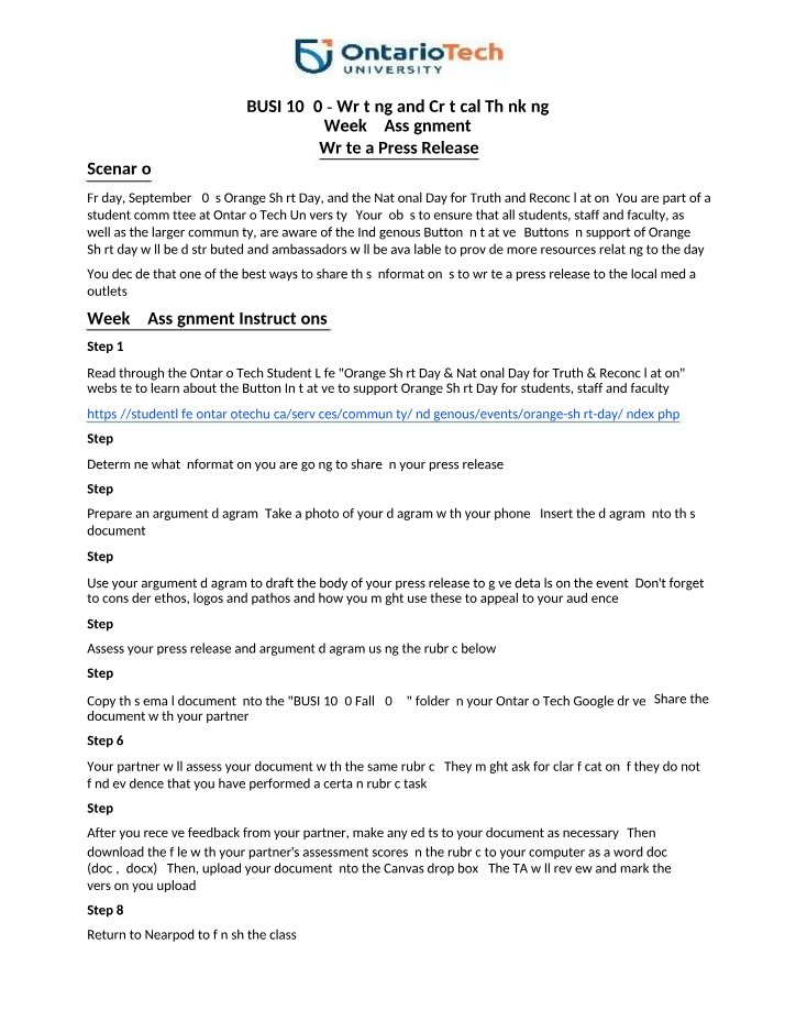 Write a Press Release - Week 4 Assignment (BUSI 1030)
