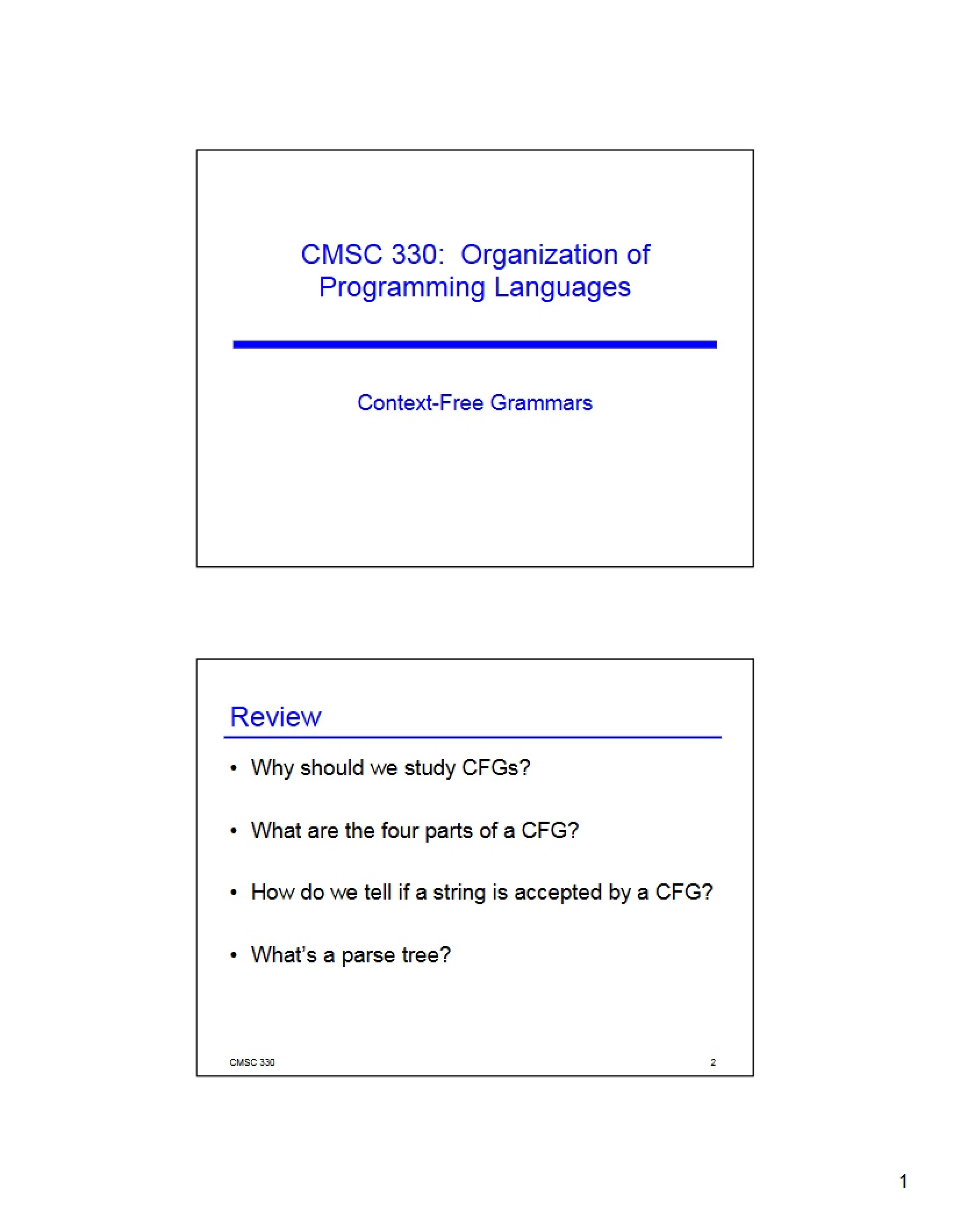 CFG Overview