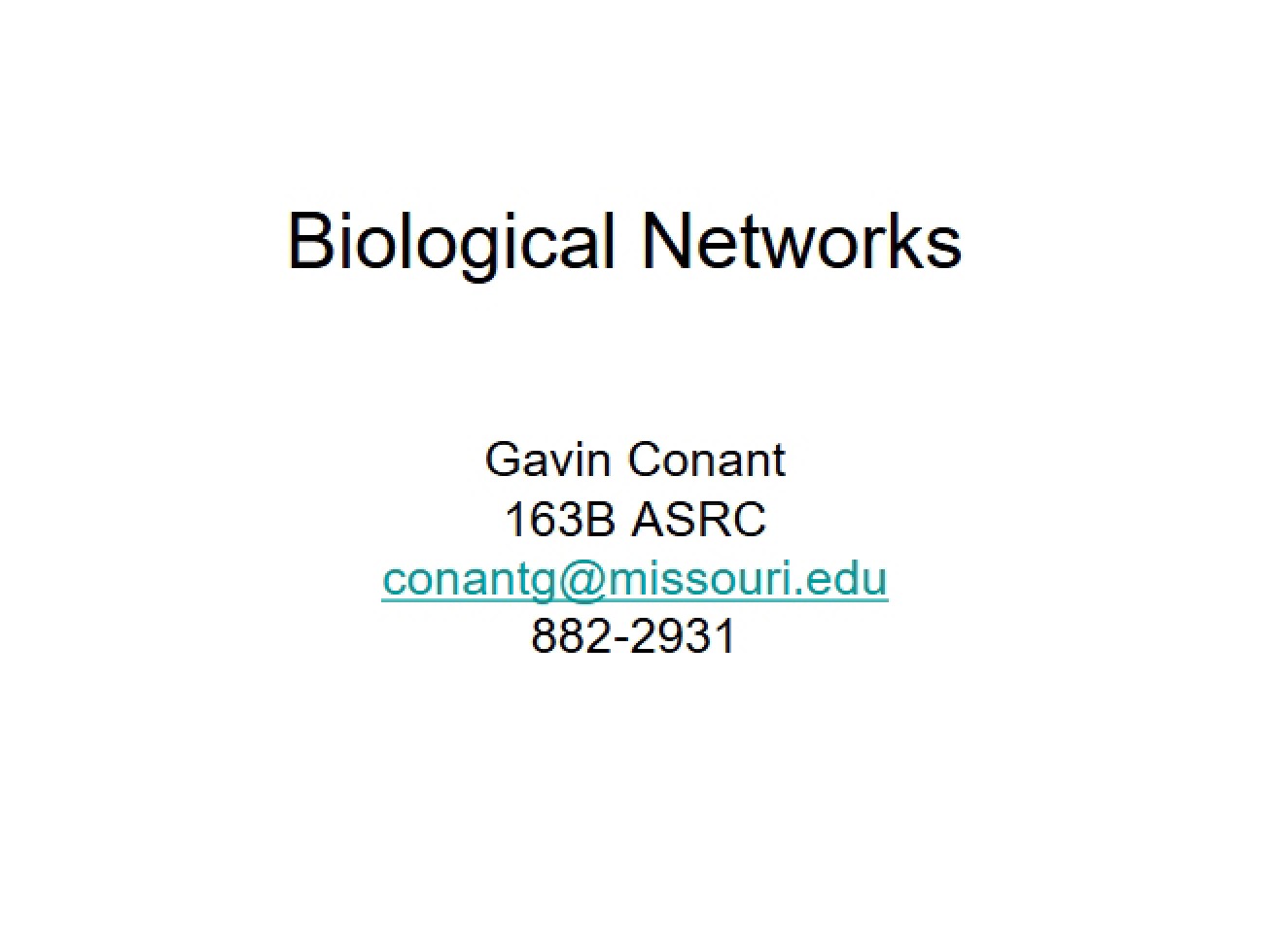 Networks in Biological Systems
