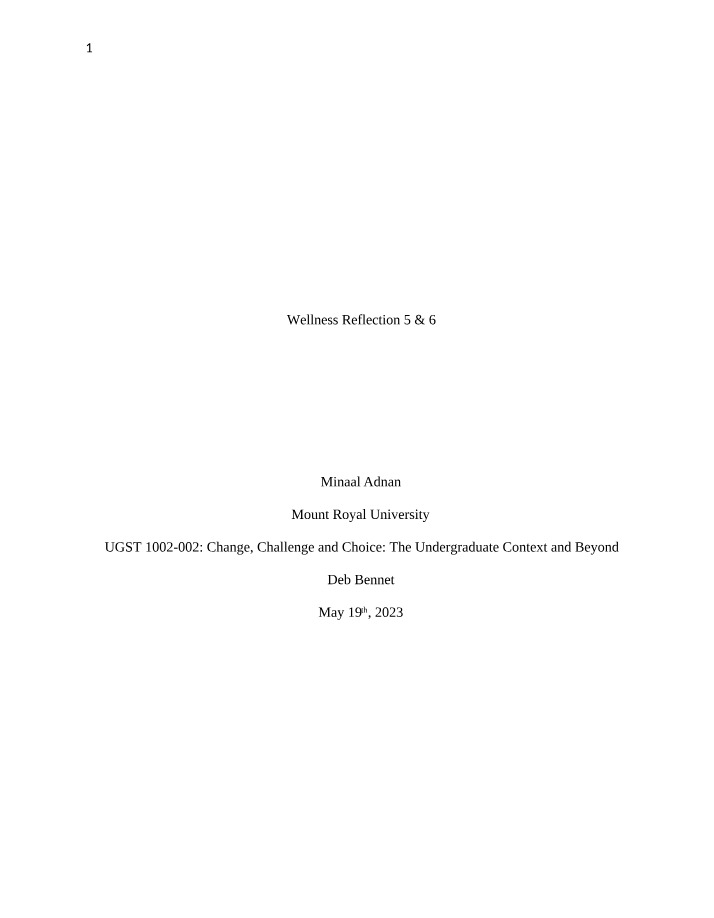 Understanding and Managing Weight and Stress Reflection Final