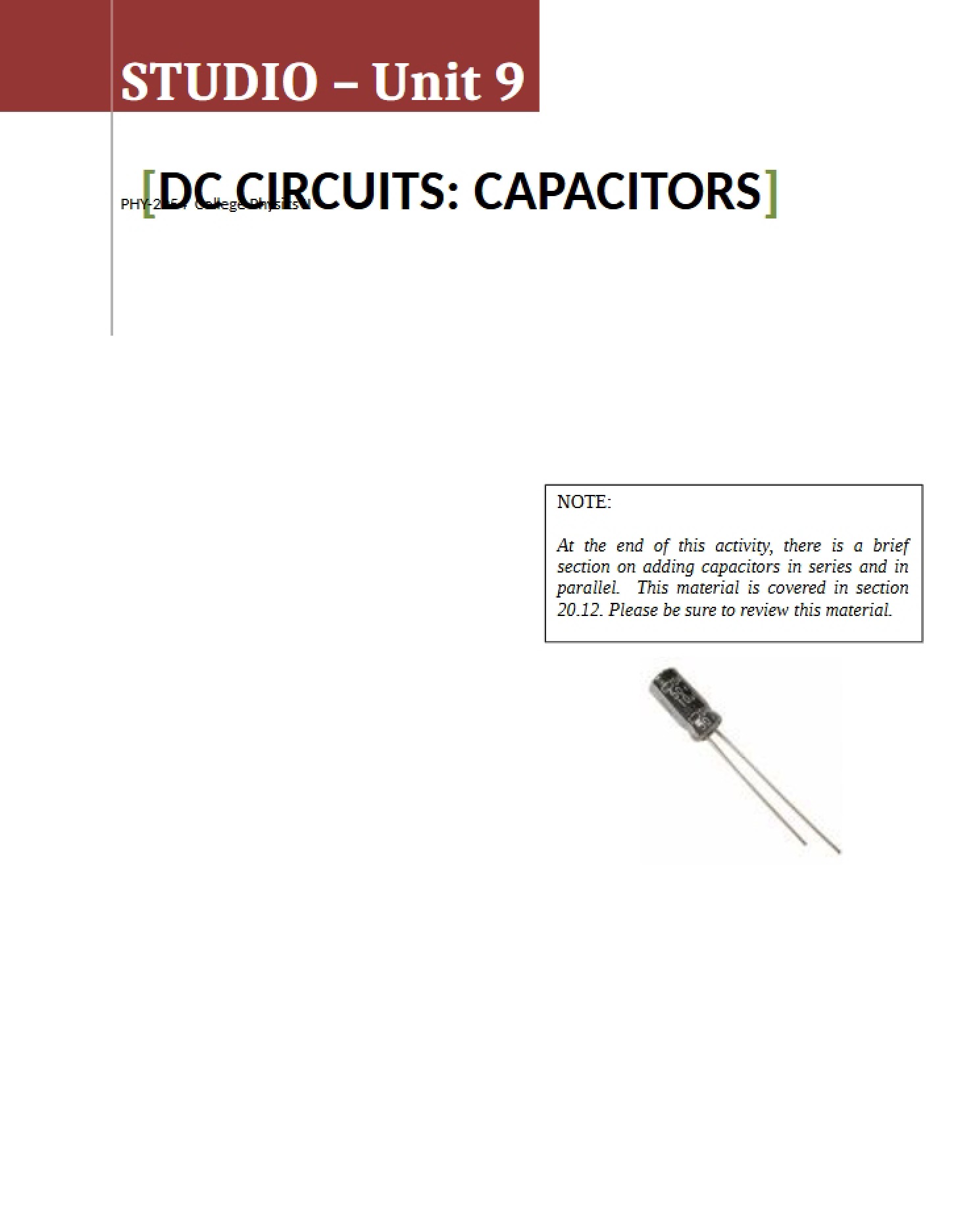 Capacitors in DC Circuits