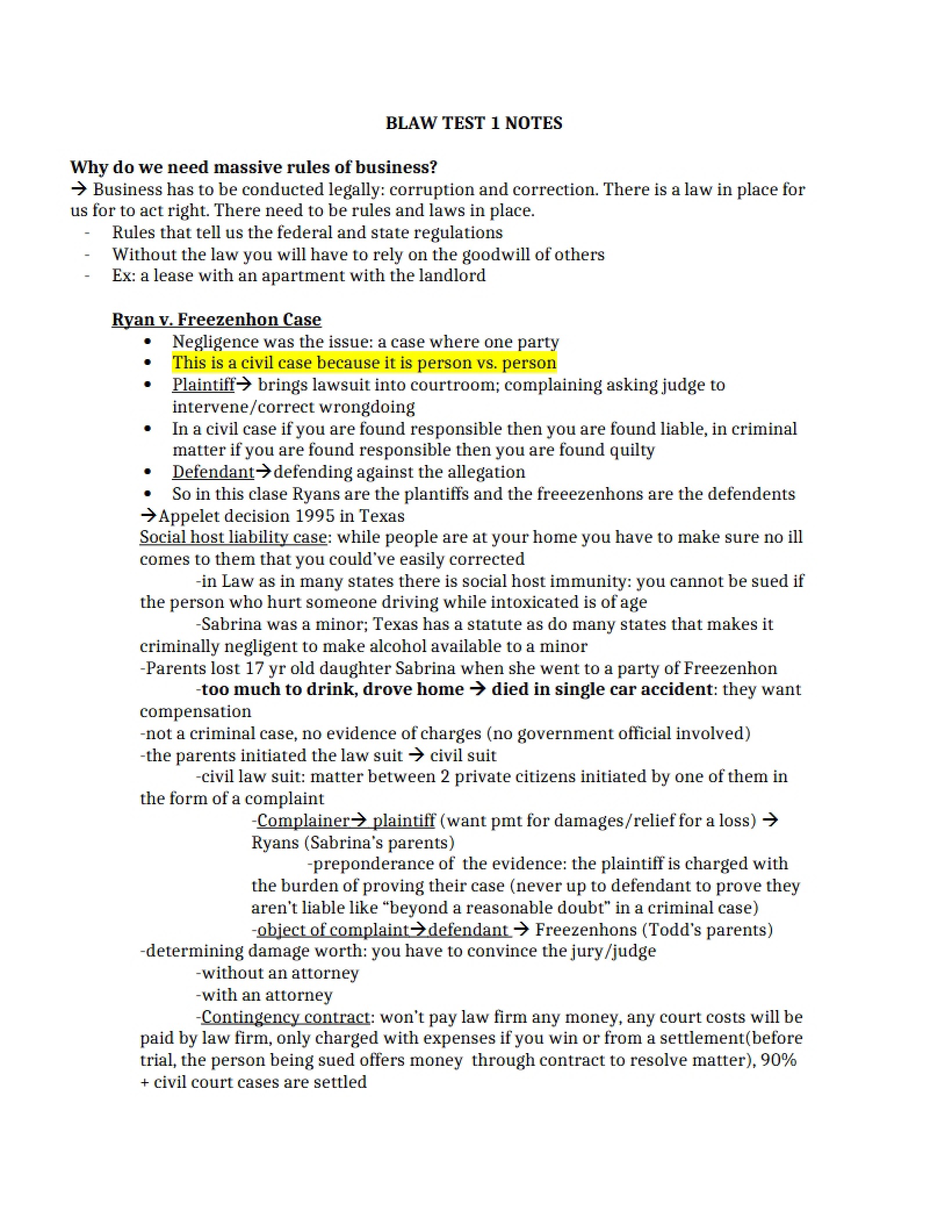 First Business Law Test