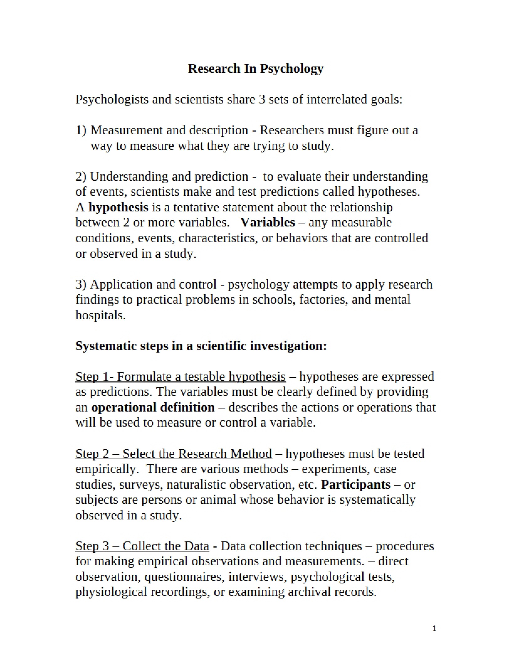 Psychology Research Methods