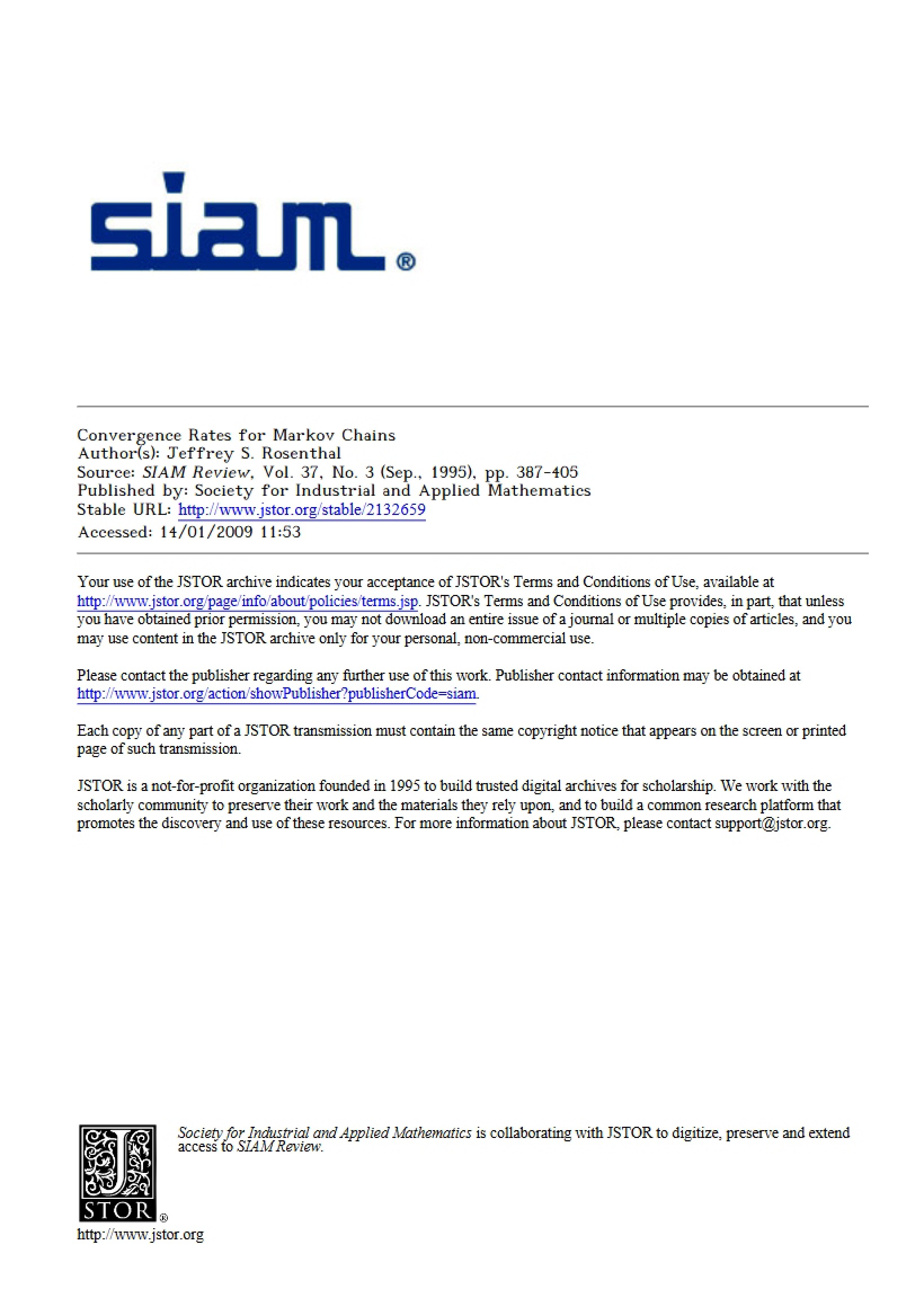 SIAM Review of Rosenthal Convergence