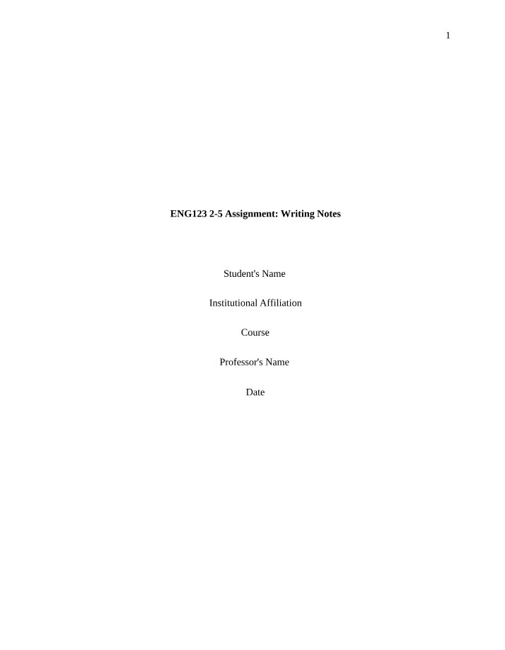 Writing Notes - ENG123 2-5 Assignment