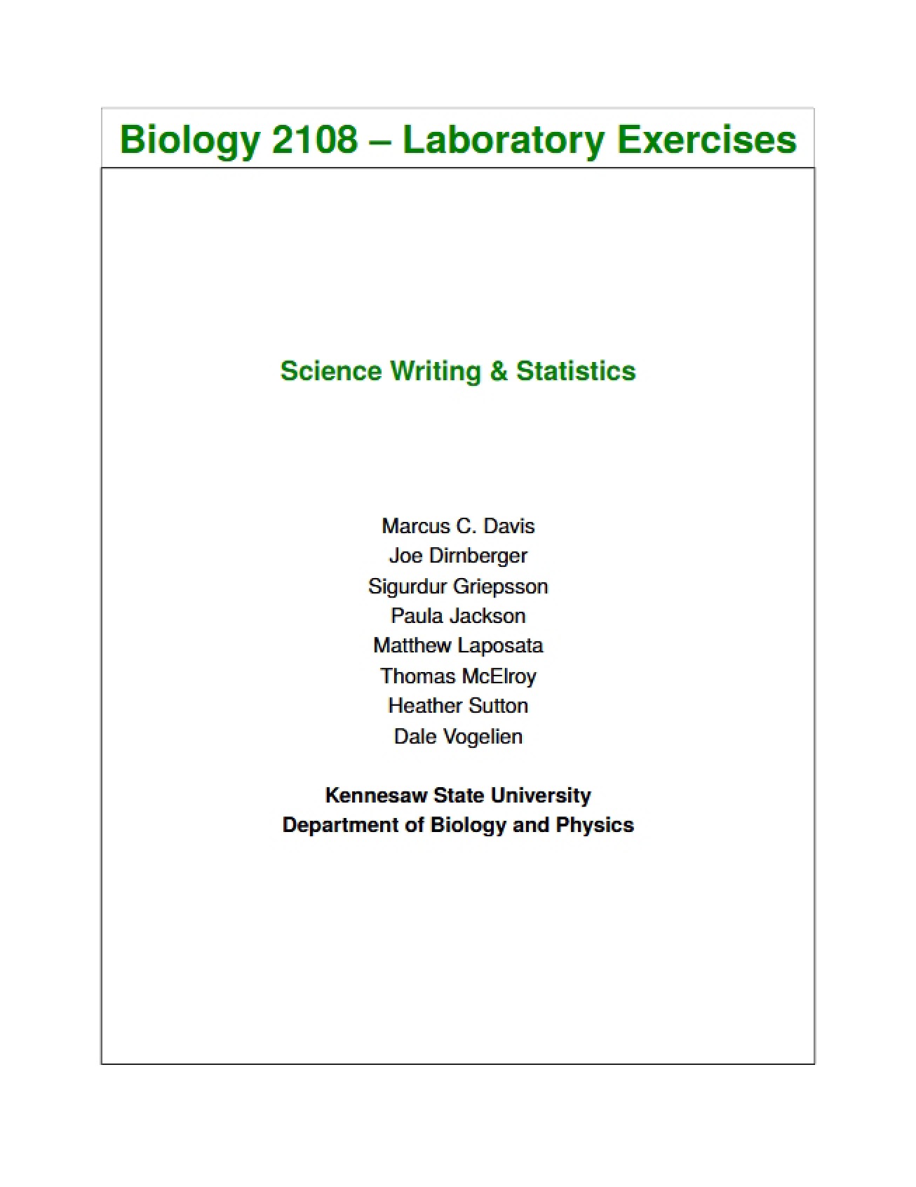 Introduction to the Principles of Science Writing and Statistics